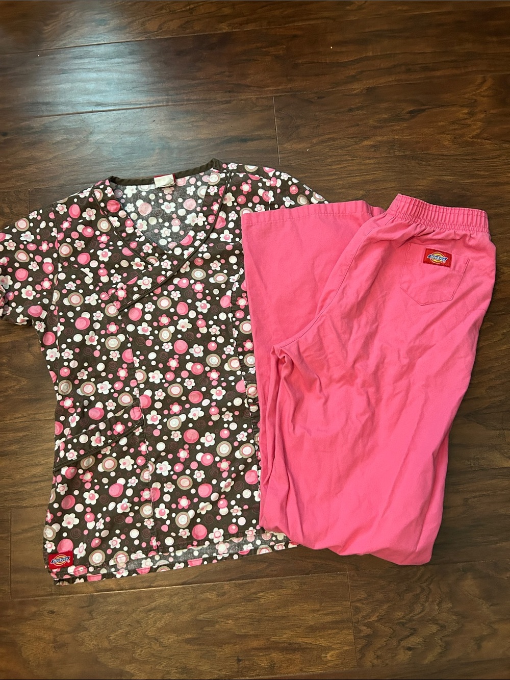 Dickies Women’s Scrub Set Brown and Pink Floral Print